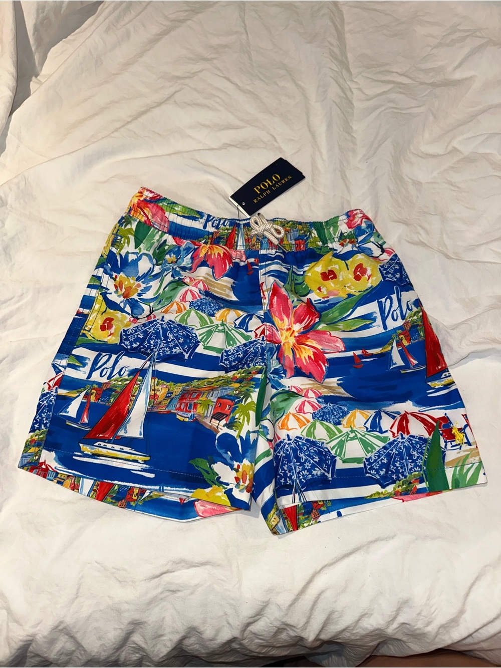 NWT Polo by Ralph Lauren boys Travelers Tropical Print Swim Trunks